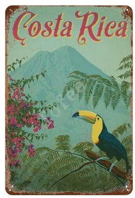 YYHMKBYY Costa Rica Eisen-Poster Vintage Malerei Blechschild für Wanddekoration Basteln，15 x 30 cm （6 x12 Zoll）-361