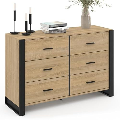 IDMarket - Commode 6 tiroirs Onyx 115 cm Bois et Noir