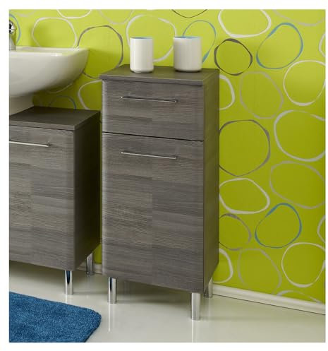 Pelipal - Fiona - Unterschrank, 72 H x 35 B x 33 T cm, 1-türig, 1 Einlegeboden, 1 Schubkasten, Ohne Füße - Badmöbel - Front u. Korpus in Graphit Struktur quer