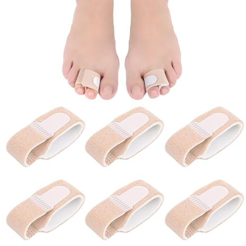Dinghaole 6 Pcs Hammer Toe Straighteners, Toe Bandage, Hammer Toe Separators Splint, Toe Cushioned Bandages warp for Correcting Hammer Toes,Broken Toes,Crooked Toes & Overlapping Toes