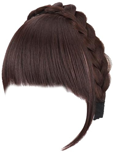 Pony Stirnband Stirnband mit Pony, flauschige vordere falsche Pony, synthetische geflochten
