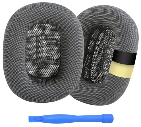 Ersatz Ohrpolster für AirPods Max Kopfhörer von MMOBIEL - Premium - Mesh Gewebe Kopfhörer Ohrpolster mit Siliconschicht - Ersatzpolster – Grau