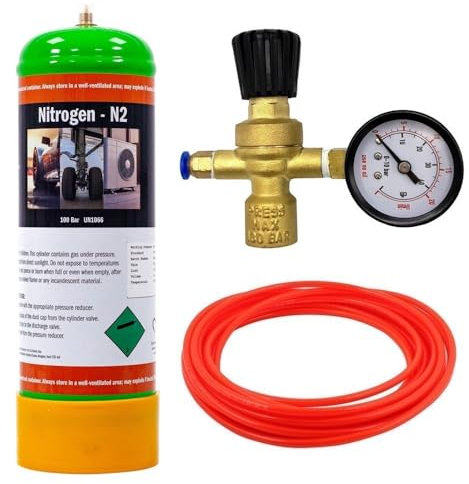 NITROGEN Disposable Gas Bottle Cylinder KIT w/Regulator Gauge Hose 2.2L (Full Kit (Bottle/Reg/Hose))