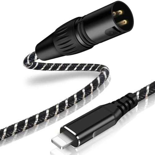 NCGGY Lightn ing to XLR Male Output Audio Cable 10FT,i Phone to XLR Audio Stereo Cable,for Amplifier, Speaker, Mixer Console, etc（No Audio Recording Support）