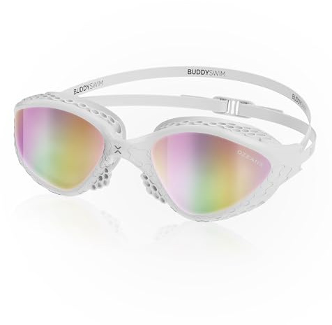 Buddyswim Schwimmbrille OzeanX. Schwimmbrille Herren mit UV400-Schutz. Antibeschlag Schwimmen Zubehör Damen. Swimming Goggles mit XVISION Panorama-Gläsern. Hydrodynamische Passform für Schwimmen.