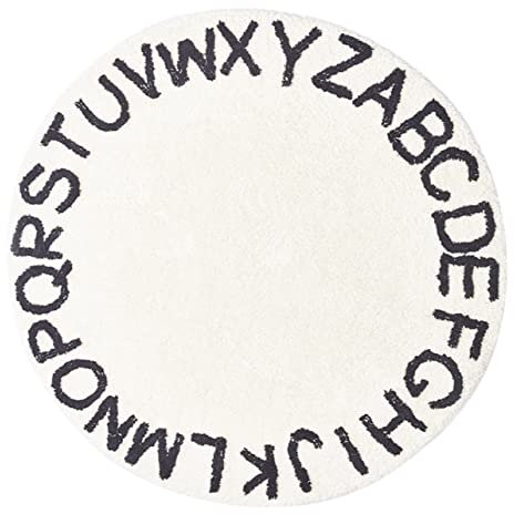 Homoyoyo Runder Kinderteppich Mit Rutschfester Unterseite Mehrfarbiges ABC Alphabet Design Weicher Bodenschutz Und Dekorative Matte Für Mädchen Jungenzimmer