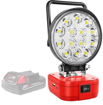 RIGIDON Led Strahler Akku Lampe Für milwaukee m18 18V, 4 42W Kabellose Arbeitsleuchte, Baustrahler, Tragbares Flutlichter Baustellen Lampe, Scheinwerfer für Camping, Werkstatt, Garage (kein Akku)