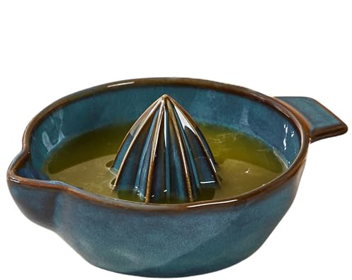 Ceramic Lemon Juicer Reamer Manual Citrus Lime Hand Squeezer Bowl with Handle and Pour Spout, Handheld, Easy to Use and Clean