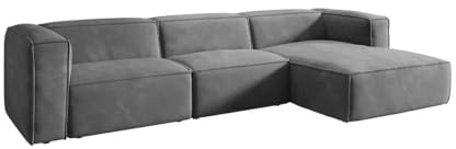 Luxusbetten24 Designer Sofa Comfy in Samt Hellgrau Rechts