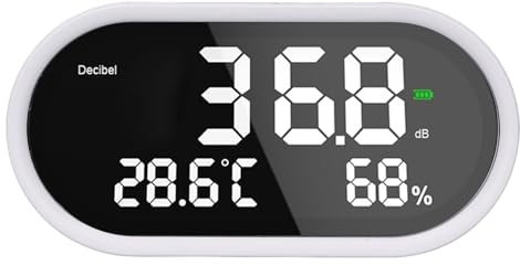 FTVOGUE Digital Decibel Meter, Digital Sound Level Meter LED Display Decibel Noise Temperature Humidity for Classroom, Sound Noise