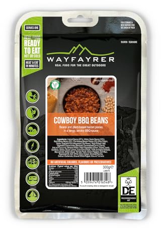 Wayfayrer Camping Food 300g Ready to Eat, Hot or Cold, Meal Pouch | Duke of Edinburgh Recommended Kit | Camping, Hiking, Fishing and Outdoor Adventures (Cowboy BBQ Beans)