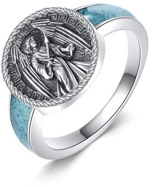 URONE Sankt Michael/Benedict/Christophorus Ring 925 Sterling Silber Erzengel Siegelring Religiöser Schmuck Geschenk für Frauen Männer