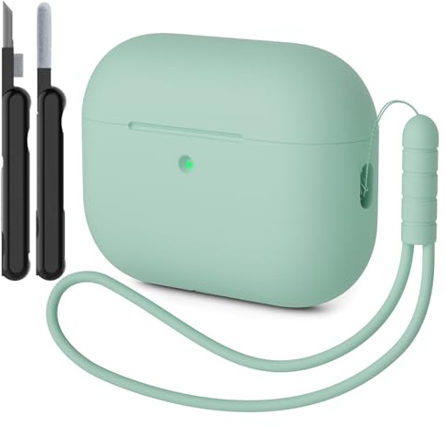 AOTUAO Hülle für AirPods Pro 3 Hülle Case mit Reinigungsset, Cloud Grey | Weiches Silikon Stoßfeste Schutzhülle Kompatibel mit AirPods Pro 3. Generation(2025) Case Cover mit Silikon Lanyard