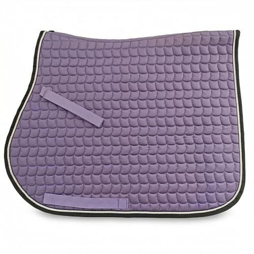 TGW RIDING Tapis de selle de cheval anglais de qualité supérieure, motif carré, disponible en rose, vert menthe, rouge, etc., multi-usages, avec sangles de sangle (violet)