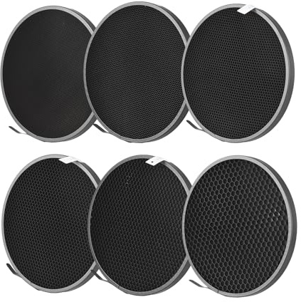 Aumotop Fotografie 10°-60° Wabengitter-Set für -Reflektor, Lichtmodifikatorgitter aus Aluminiumlegierung für Studiobeleuchtung, 6-teiliges Waben-Lampenschirm-Gitter-Set Produktfotografie