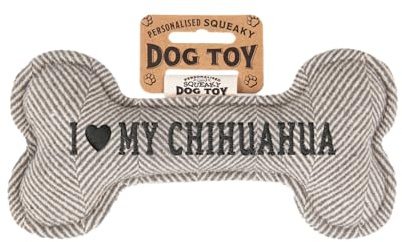 History & Heraldry Personalisiertes Quietschendes Hundespielzeug, Knochen Form, mit `Chihuahua' Aufschrift, Stoffspielzeug für Hunde
