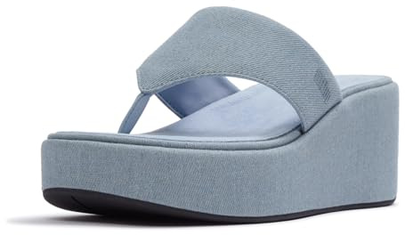 Fitflop Denim Platform Toe Post Wedge Sandals EU 41