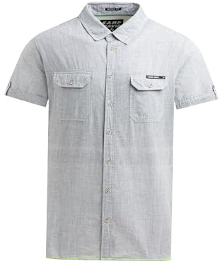 Camp David Herren Streifenhemd Kurzarm mit Backprint Blue Navy, XL