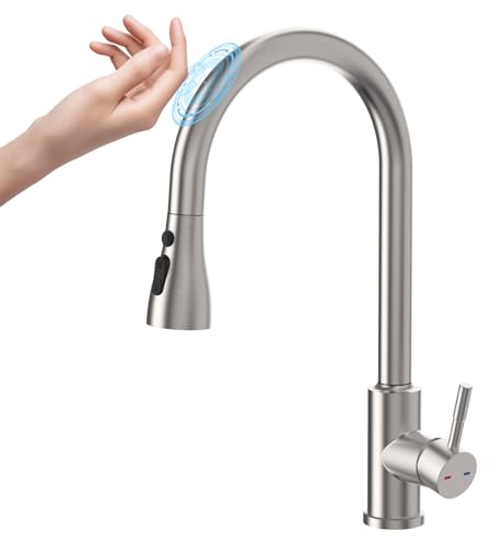 Yuanny Rubinetto Da Cucina Con Doccetta Estraibile, Miscelatore Intelligente A 3 Modalità, In Acciaio Inox, Sensore Touch, Orientabile A 360°