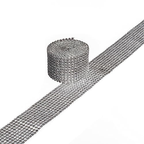 Strassband, 3m x 5cm, flexibles textilies Gitter mit facettierten Kunststoffplätzchen