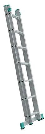 Escalera deslizante extensible con 2 planos, color gris, 7 escalones