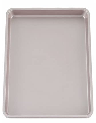 CHEFMADE Backform mit Rand, 33 cm, antihaftbeschichtet, Karbonstahl, für Ofen, Braten, Fleisch, Brot, Gelee, Rolle, Battenberg, Pizzas, Gebäck, 24,6 x 34,5 x 2,5 cm (Champagner-Gold)