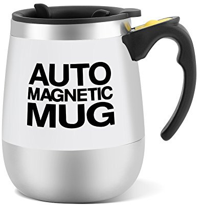 Fdit Taza de cafe autoagitante de Acero Inoxidable con Cierre magnetico para cafe, te, Chocolate Caliente, Leche y proteina de Cacao
