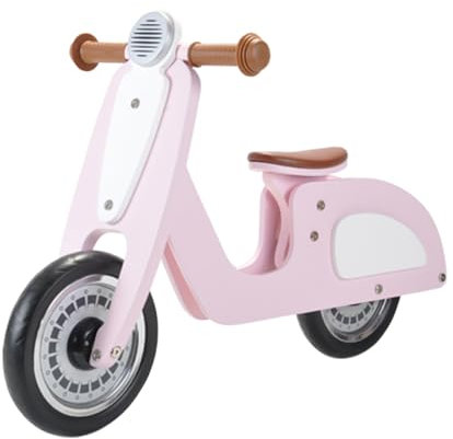 Bandits & Angels Italian Rider Laufrad aus Holz, rosa ab 2 Jahren – für Mädchen – Laufrad aus Holz, rosa – Retro-Roller zum Aufsitzen – Zweirad – geräuscharme Räder – Verstellbarer Sattel