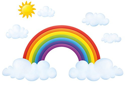 DECOWALL DA-1713 Wolken und Regenbogen Wandtattoo Wandsticker Wandaufkleber Wanddeko für Wohnzimmer Schlafzimmer Kinderzimmer
