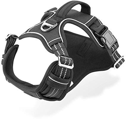 Hundegeschirr für Große Hunde, Anti Zug Geschirr No Pull Reflektierend Atmungsaktiv Geschirr Hunde Leichtes Brustgeschirr Große Mittlere Hunde Sicherheitsgeschirr Weich Schwarz M