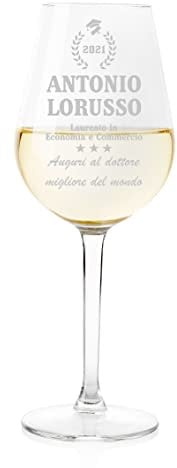 Calice da vino Laurea Regalo Laurea Personalizza con nome, anno, facoltà e frase di auguri