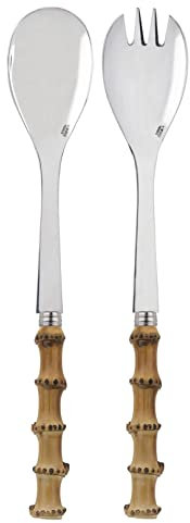 SABRE PARIS - Panda Salad Servers 2Pcs - Salad Spoons - Premium Stainless Steel - Bamboo Wood Handle