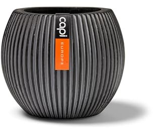 Capi Europe - Gefäß Kugel Groove Anthracite & Ivory - 22x18 - Anthrazit - Öffnung Ø16 - Blumentopf für drinnen - BGVZ103
