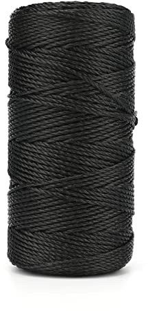 KINGLAKE 426 Feet Nylon Twine #36 Bank Line-Black Nylon String 2mm-100% Black Nylon Twine-Strong Twisted Seine Twine for Garden,Fishing,Outdoor Camping&Netting Home Improvement,Weatherproof