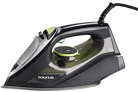 Taurus Plancha de Vapor de 3000 W de potencia, golpe de vapor de 200 g/min, con punta de precisión, posición ECO, suela anodizada, deslizante, sistema anti cal, spray de agua, Color Negro