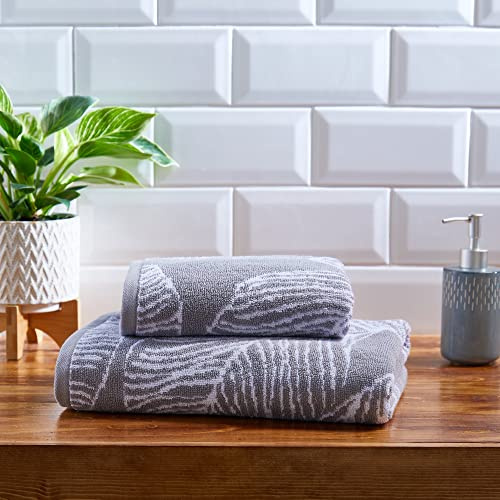 Fusion Bathroom - Matteo - Jacquard Bath Towel - 70 x 130cm in Grey