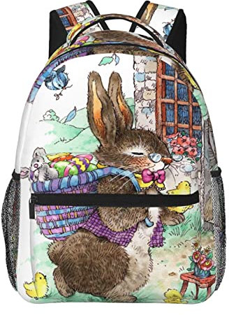 Osterhasen-Rucksack – leicht und tragbar, geeignet für Schule, Arbeit, Wochenendurlaub, Reisen, 20 x 29 x 30 cm., Schwarz, Einheitsgröße