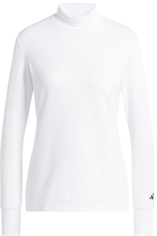 adidas Womens Cold.RDY Long Sleeve Mock Golf Polo Shirt, White, Medium