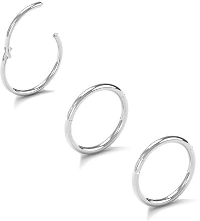 NewkeepsR Stahl 3 Stck-0.8mm Dicke 316L Chirurgenstahl Gelenk Clicker Segment Nahtlose Ringe, Nahtlose Lappen Knorpel Tragus Ohrring Nase Hoop-6mm