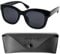 Stilvolle Retro Sonnenbrille mit Sehstärke, Kunststoff Brillengestell mit Dicker Rahmen (Schwarz) und großen Gläsern, Gratis Etui, Lesesonnenbrille Damen +2.5 Dioptrien