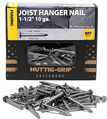 Huttig-Grip 1-1/2 inches Joist Hanger Nail 10 Gauge Bright Finish, 1 lb Pack of 165 Nails