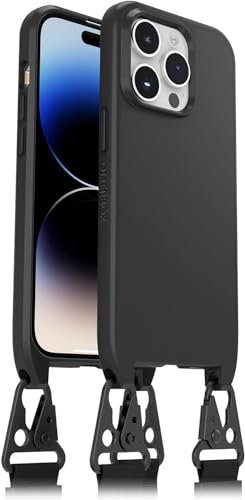 OtterBox React Lanyard Hülle mit MagSafe für iPhone 14 Pro, schlanke, schützende Hülle mit justierbarer und Abnehmbarer Kette, Getestet nach Militärstandard, Schwarz - Keine Einzelhandelsverpackung