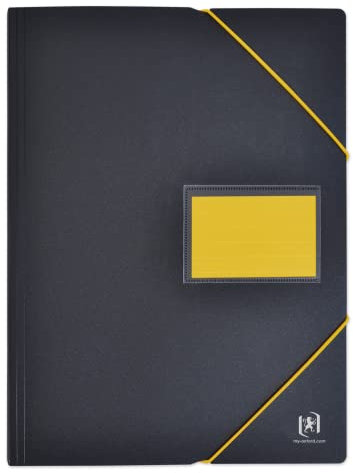 OXFORD Protège-Documents Students A4 120 vues / 60 Pochettes Couverture Polypro Bicolore Noir/Jaune