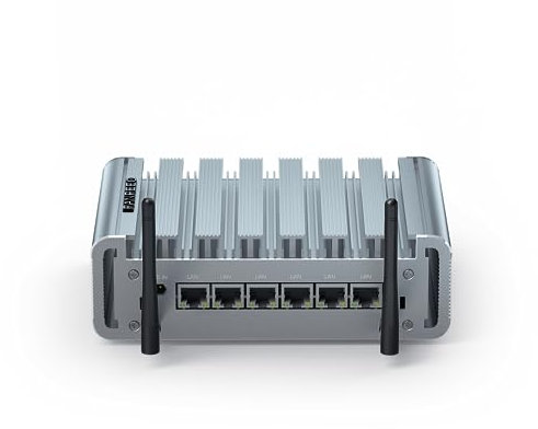 FANPEEC Firewall Mini PC lüfterlos PC Celeron J4125, 8GB DDR4 RAM 256GB SSD, Industrie Mini PC mit 6x2,5G Gigabit LAN, HD,SIM, Firewall Appliance Win 11 Pro, unterstützt Pfsense/OPNsense/Win 10