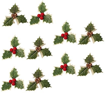 10 jarrones de plástico mini árbol de Navidad planta artificial decoraciones navideñas rojas y blancas mini coronas para manualidades árbol de Navidad decoración floral confeti planta falsa acebo pino