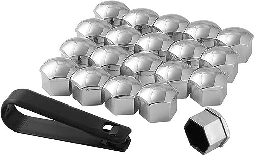 HYRAM Capuchons D'éCrou de Roue Cache-Boulons pour Fiat Ducato 2006-2021, Cache-éCrous de Pneu Hexagonaux avec Ensemble D'Outils de DéMontage pour Voitures Automatique Accessoires,B/Silver-C/21mm