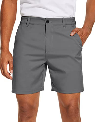SPECIALMAGIC Men's Golf Shorts 7 Inch Inseam Hybrid Dress Shorts Flat Front Lightweight Quick Dry Chino Casual with Pockets (Dark Grey, 36