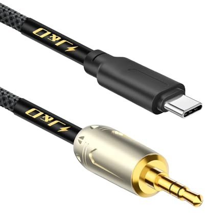 J&D USB C auf 3,5mm Audio-Kabel, Geflochtenes Type C auf AUX Auto-Hilfskabel, Kompatibel mit iPhone 16 Pro Max/16 Pro/16 Plus/16/15/15 Pro Max/15 Pro/15 Plus, 1 M