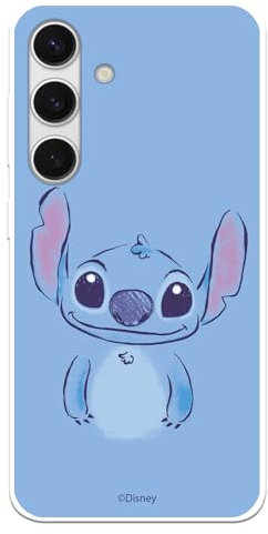 Schutzhülle kompatibel mit Samsung Galaxy S24, offizielle Disney Stitch, Blau, zum Schutz Ihres Mobiltelefons, transparent, flexibel, mit offizieller Lizenz von Lilo & Stitch