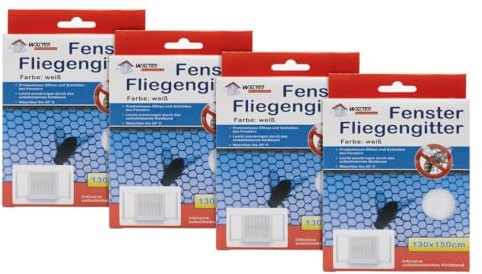 laro Fenster Fliegengitter schwarz/weiß 4/8/20/40 STK Insektenschutz/Pollenschutz ohne Bohren, Muster:Weiß, Anzahl:4 | Insektenschutz, Pollenschutz, ohne Bohren, schwarz/weiß verfügbar